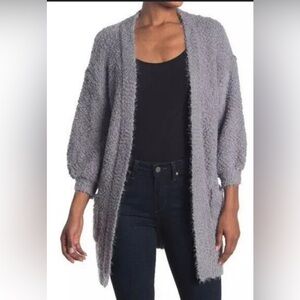 FRNCH Anthropologie Gray Cozy Open-Front Cardigan Size S